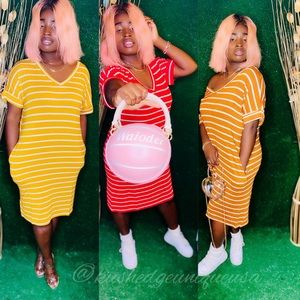 Throw all essintal midi dress stripe spring style